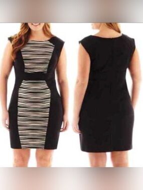 Studio One New York Optical Illusion Color-block Tailored Sheath Dress
